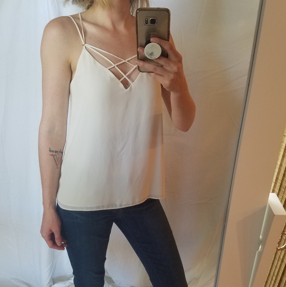 Express white strappy cami